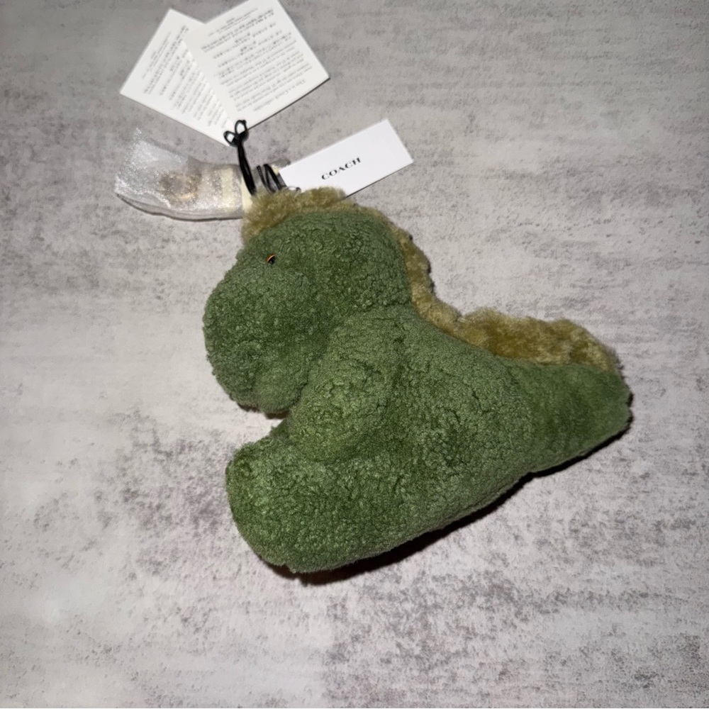 Coach Rexy Dino Plushie Bag Charm in Shearling & Suede Brass/Multi NWT